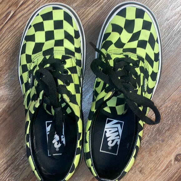 Vans Shoes - Trippy checkered glow in dark vans platforms